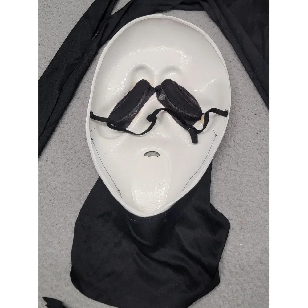 Vintage Ghost Face Fun World EU Scream Mask Black Hood Costume Adult One‎ Sz 90s